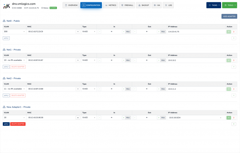 vmlogics server networks